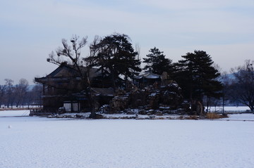 河北承德避暑山庄冬季雪景