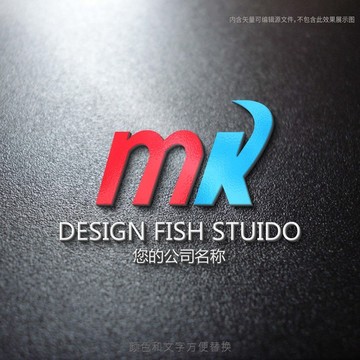 MK字母logo设计 字母mk