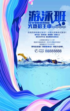創(chuàng)意游泳班招生海報