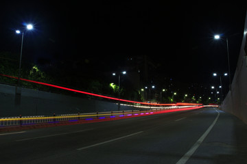 城市夜景汽车灯光轨迹