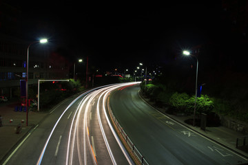 城市夜景汽车灯光轨迹