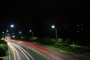 城市夜景汽车灯光轨迹