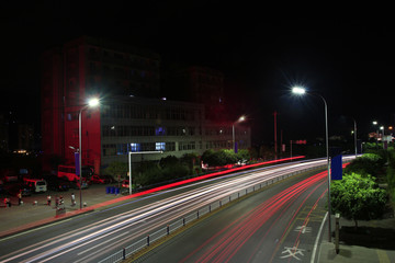 城市夜景汽车灯光轨迹