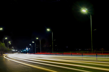 城市夜景汽车灯光轨迹