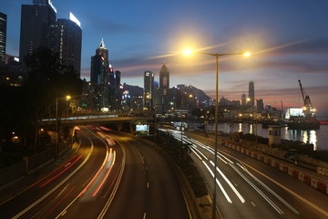 维多利亚港建筑夜景