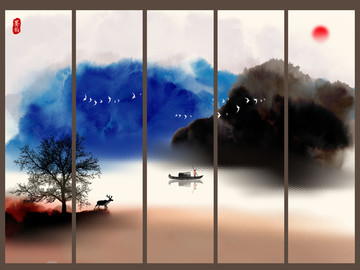 中國(guó)風(fēng)水墨山水畫(huà)
