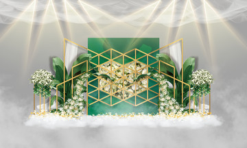 現(xiàn)代風格綠色幾何婚禮 迎賓區(qū)