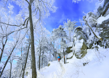 雾凇 冰雪风光 雪景 蓝天白云