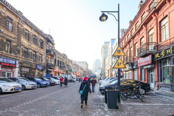 哈尔滨街景 哈尔滨街道 路边店