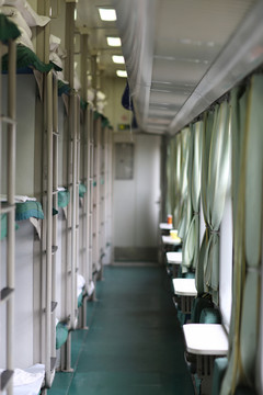 绿皮火车卧铺车厢