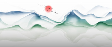 意境山水 水墨遠山