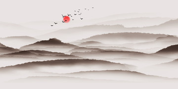 意境山水 水墨遠山