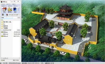 寺庙古建筑3d效果图制作