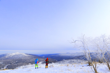 雾凇 冰雪风光 雪景 蓝天白云