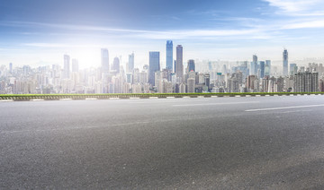 城市道路和建筑景观天际线