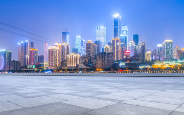 城市广场夜景建筑景观