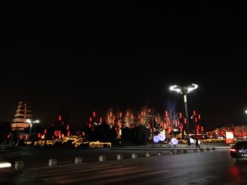 西安 夜景 旅游 风景 城市