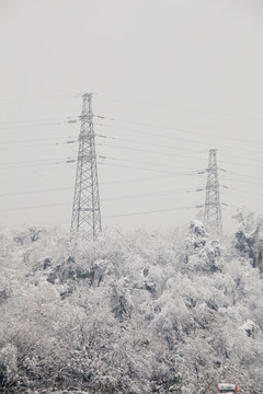 雪中电塔