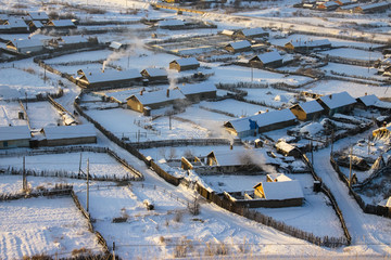 冬季东北山村民居