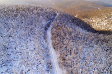 林海雪原山路 航拍