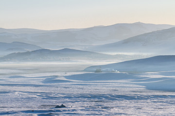 草原坝上的雪景