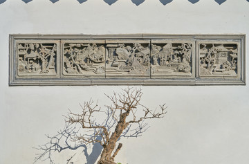 背景墙 盆景 砖雕