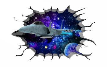 3D宇宙战机星空壁画