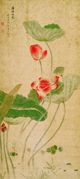 惲冰蒲塘秋艷圖