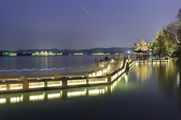 杭州西湖夜景 西湖 灯光 夜景