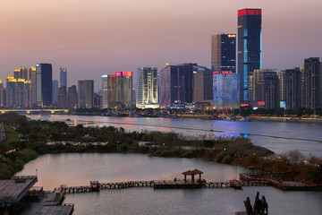 福州花海公园城市风光夜景