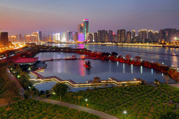 福州花海公园城市风光夜景