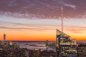 纽约曼哈顿黄昏风景
