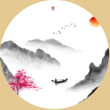 新中式寫(xiě)意水墨畫(huà)
