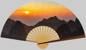 折扇设计 黄山日出