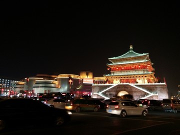 西安 钟楼 鼓楼 周边 夜景