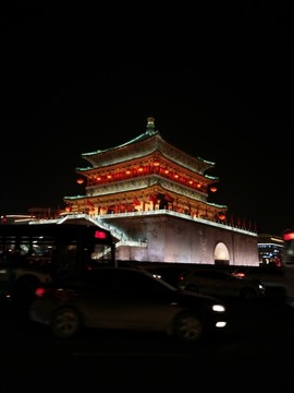 西安 钟楼 鼓楼 周边 夜景