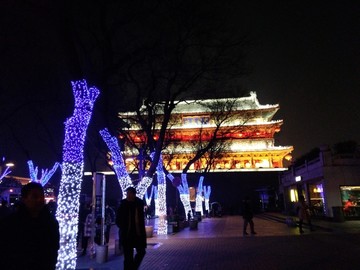 西安 钟楼 鼓楼 周边 夜景