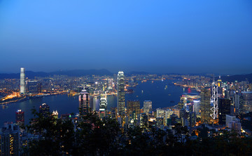 香港维多利亚港城市风光夜景