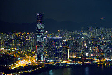 香港维多利亚港城市风光夜景