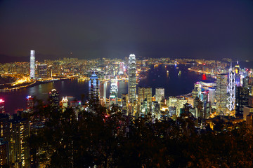 香港维多利亚港城市风光夜景