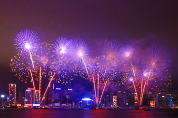 香港维多利亚港烟花汇演