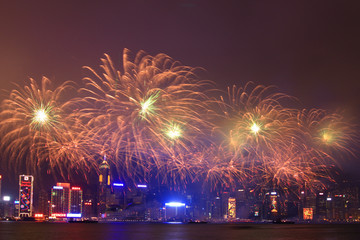 香港维多利亚港烟花汇演