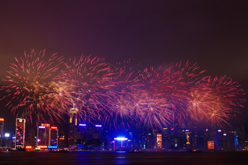 香港维多利亚港烟花汇演