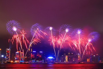 香港维多利亚港烟花汇演