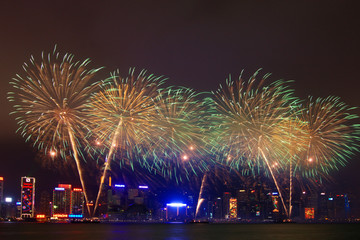 香港维多利亚港烟花汇演