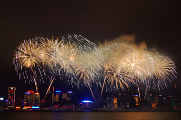 香港维多利亚港烟花汇演