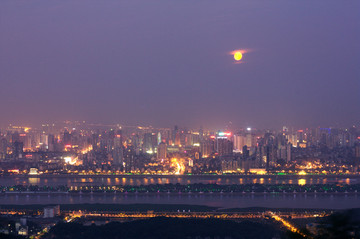 长沙岳麓山城市风光夜景