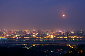 长沙岳麓山城市风光夜景