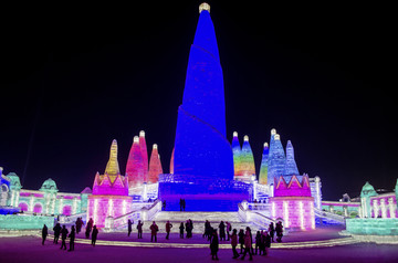 冰雕 冰雪 建筑 冰灯 夜景