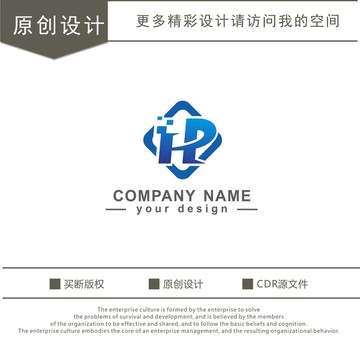 H P 字母logo